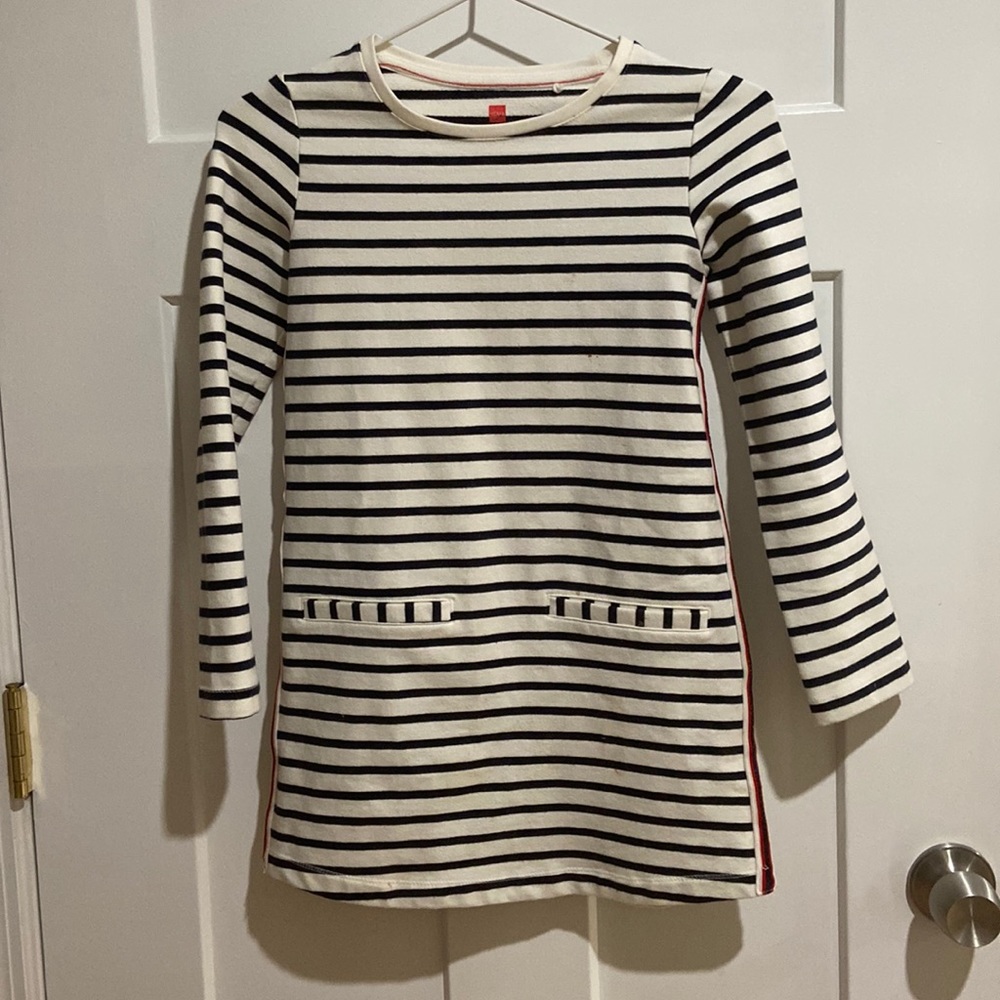 Hema dress with the size: 134-140 cm is navy blue  and white stripped